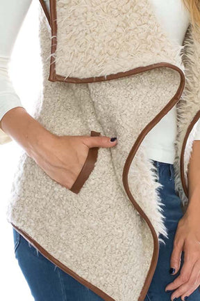 Armycrew Women's Faux Shearling Sherpa Contrast Open Draped Vest
