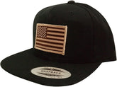Flexfit Original Snapback with Patriotic American Flag Patch - Black (One Size, Desert Patch)