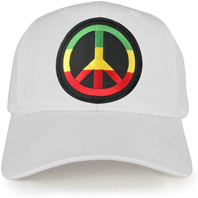 Rasta Peace Symbol Embroidered Iron on Circle Patch Ajustable Baseball Cap