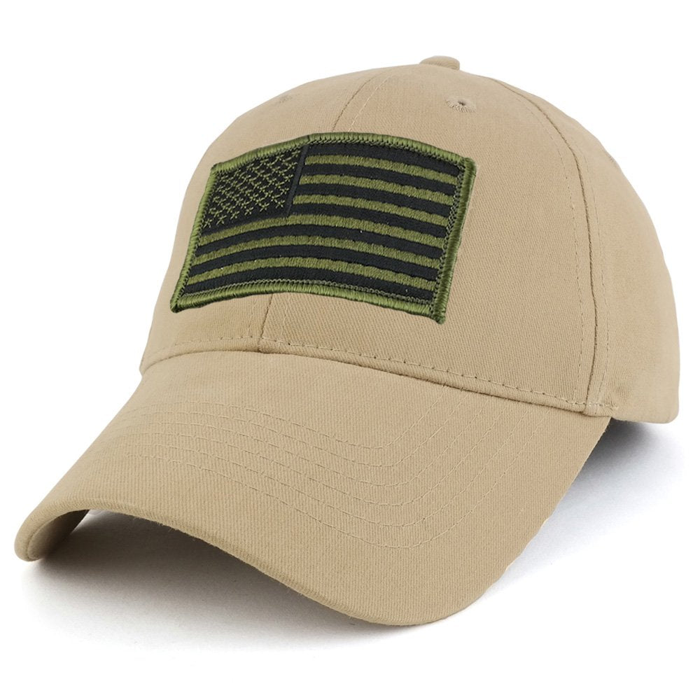 Armycrew USA American Flag Embroidered Subdued Olive Tactical Patch with Adjustable Operator Cap