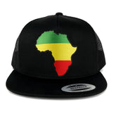 5 Panel Green Yellow Red Africa Map Embroidered Patch Flat Bill Mesh Snapback