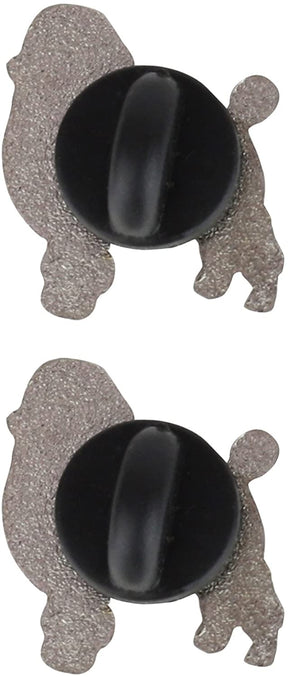 Armycrew Metallic Black Poodle Dog Badge Lapel Pins 2 Pack Set
