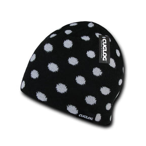 Polka Dot Fully Lined Knit Skully Beanie Cap