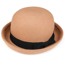 Armycrew Women's Plain Wool Felt Ribbon Grosgrain Band Bowler Hat