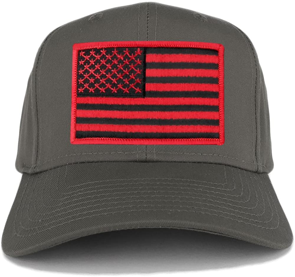 USA American Flag Logo Embroidered Iron On Patch Snap Back Cap - Charcoal