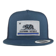 Armycrew 5 Panel California Thin Blue Line Flag Patch Flatbill Mesh Cap
