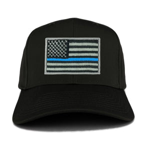 USA American Flag Logo Embroidered Iron On Patch Snap Back Cap - Black