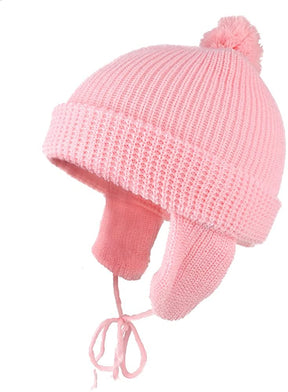 Armycrew Infant to Toddler Winter Cuff Folded Beanie with Pom and Earflaps