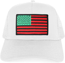 Armycrew USA American Flag Embroidered Patch Snapback Mesh Trucker Cap - White