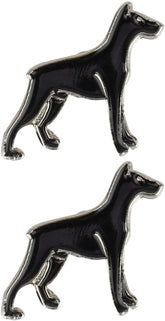 Armycrew Metallic Doberman Dog Badge Lapel Pins 2 Pack Set