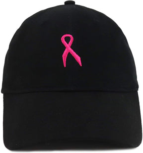 Armycrew Small Breast Cancer Awareness Ribbon Embroidered Brushed Cotton Cap