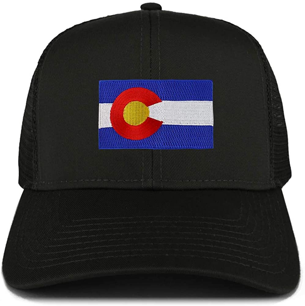 Armycrew New Colorado Home State Flag Embroidered Patch Mesh Trucker Cap - Black