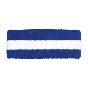 Cotton Terry Cloth Stretchy Stripe Sports Headband - BLUE WHITE