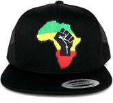 Armycrew Flexfit RGY Fist Africa Map Patch 5 Panel Flatbill Mesh Snapback Cap