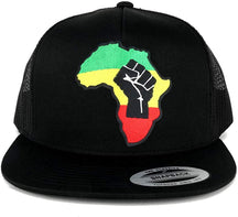Armycrew Flexfit RGY Fist Africa Map Patch 5 Panel Flatbill Mesh Snapback Cap