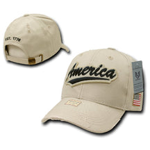 Great American Vintage Style 100% Cotton Baseball Cap (One Size, Stone(America Text))