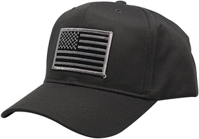 Subdued Grey American Flag Embroidered Iron On Patch Ball Cap