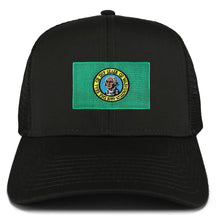 Armycrew New Washington Home State Flag Embroidered Patch Mesh Trucker Cap - Black