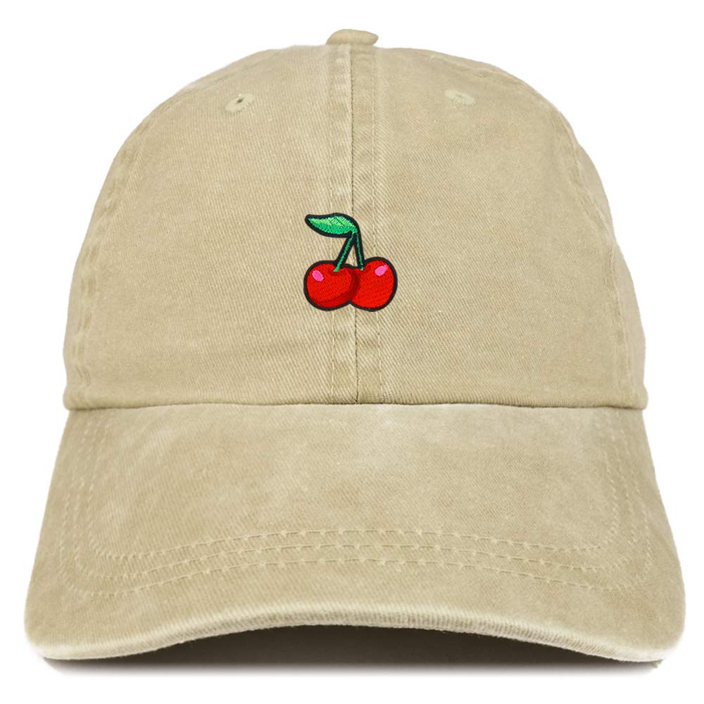 Armycrew Cherry Embroidered Patch Unstructured Cotton Washed Baseball Cap