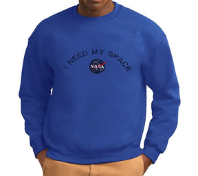Men's NASA I Need My Space Insignia Embroidered Crewneck Sweatshirt