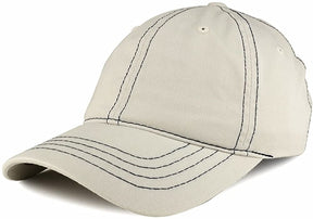 Armycrew Plain Contrast Stitch Low Profile Washed Cotton Baseball Hat