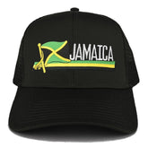 Jamaica Flag and Text Embroidered Cutout Iron on Patch Adjustable Mesh Trucker Cap