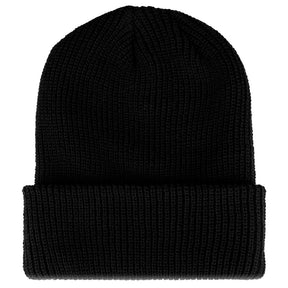 Armycrew White American Flag Embroidered Patch Ribbed Cuffed Knit Beanie - Black