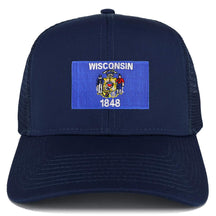 Armycrew New Wisconsin Home State Flag Embroidered Patch Mesh Trucker Cap