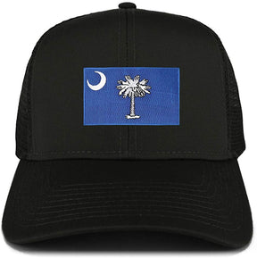 Armycrew New South Carolina Home State Flag Embroidered Patch Mesh Trucker Cap - Black