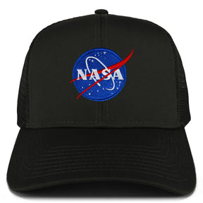 Armycrew XXL Oversize NASA Small Insignia Logo Patch Mesh Back Trucker Baseball Cap - Black