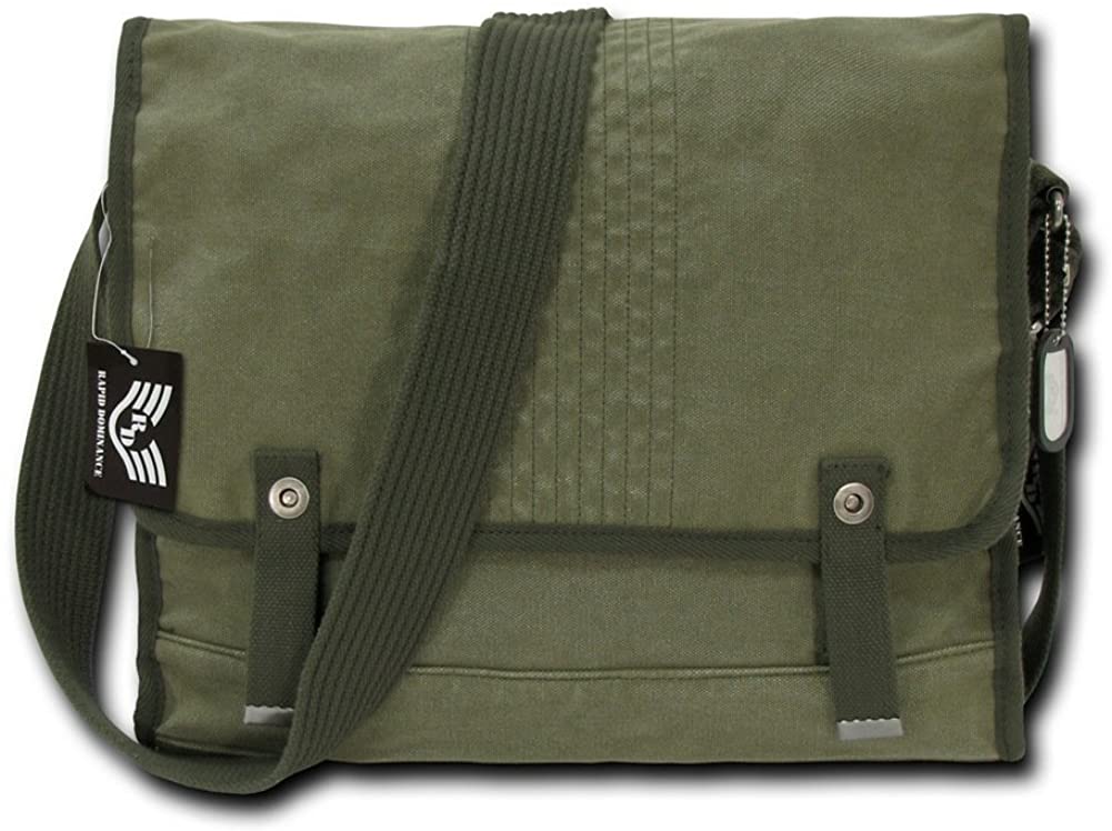 Vintage Washed Canvas Military Olive Messenger Bag