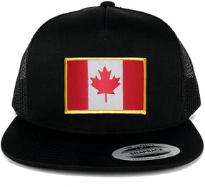 Flexfit 5 Panel Canada Flag Embroidered Iron On Patch Snapback Mesh Trucker Cap