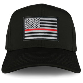 Armycrew XXL Oversize Thin Red Line 2 USA American Flag Patch Solid Baseball Cap