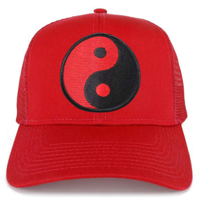Armycrew Red Yin Yang Patch Structured Mesh Trucker Cap