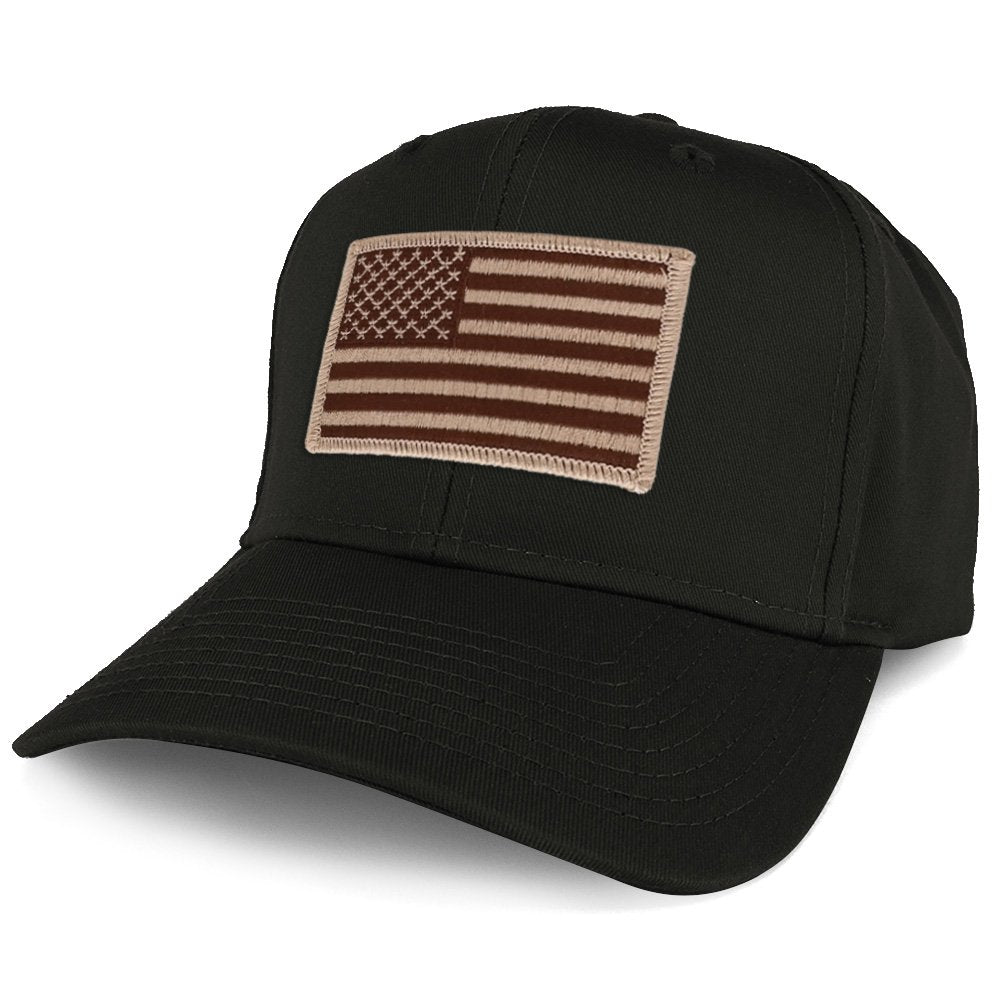 Armycrew XXL Oversize Desert USA American Flag Patch Solid Baseball Cap - Black