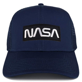 Armycrew NASA Black White Worm Oversized XXL Structured High Profile Trucker Cap