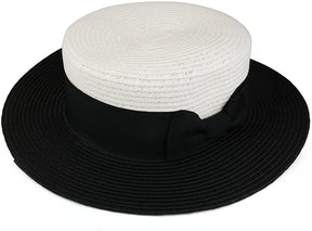 Armycrew Women's Two Tone Boater Straw Hat