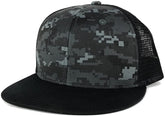 Armycrew Urban Camo Woodland 6 Panel Flat Bill Snapback Mesh Trucker Cap - BNB