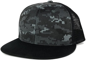 Armycrew Urban Camo Woodland 6 Panel Flat Bill Snapback Mesh Trucker Cap - BNB