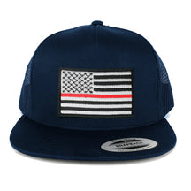 Flexfit 5 Panel American Flag Patched Snapback Mesh Back Navy Cap