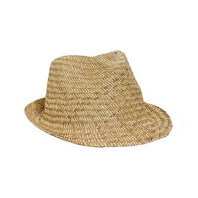 Armycrew Men's Natural Straw Pre-Curved Fedora Hats