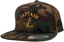 Flexfit Captain with Ships Anchor Embroidered Flat Bill Snapback Cap