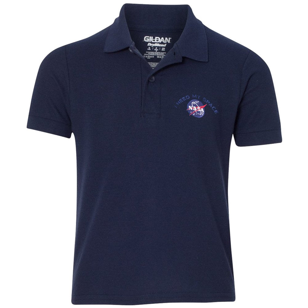 Youth I Need My Space NASA Insignia Embroidered Double Pique Polo Shirt