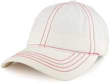 Armycrew Plain Contrast Stitch Low Profile Washed Cotton Baseball Hat