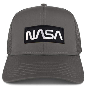 Armycrew NASA Black White Worm Oversized XXL Structured High Profile Trucker Cap