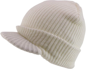 Armycrew Plain GI Thick Ribbed Beanie with Bill Visor Cap