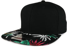Armycrew Hawaiian Printed Visor Flat Bill Adjustable Snapback Baseball Cap