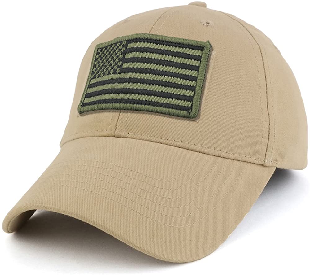 Armycrew USA Olive Flag Tactical Patch Cotton Adjustable Baseball Cap