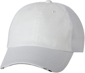 Organic Cotton Washed Mesh Cap with Frayed Bill - Black Black