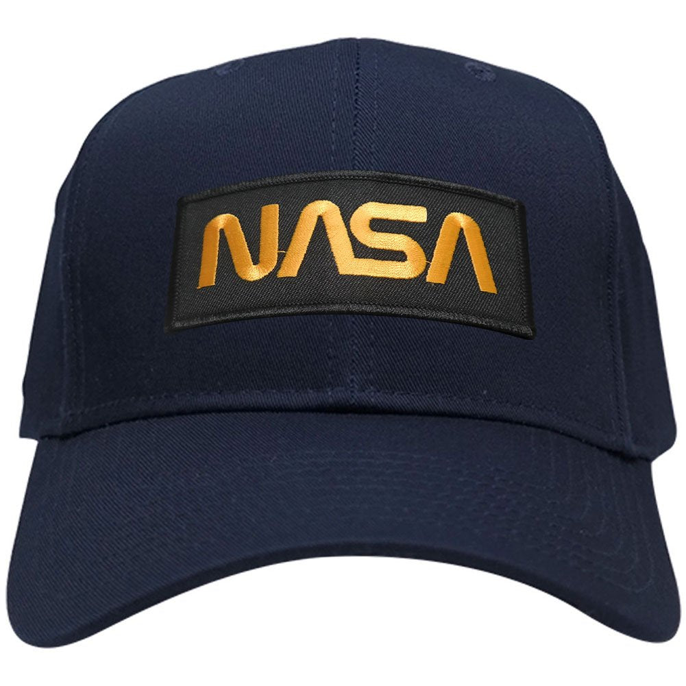 NASA Worm Gold Text Embroidered Iron On Patch Snapback Baseball Cap